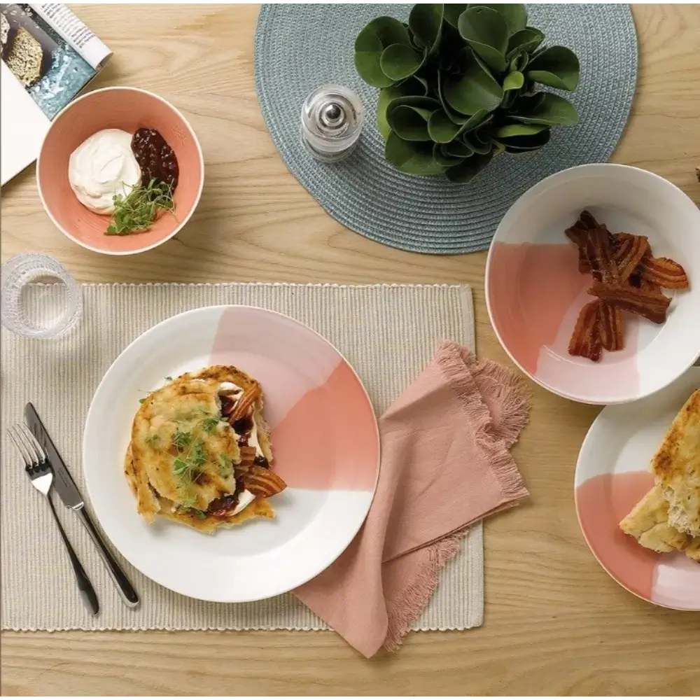 Dining table setting with plates