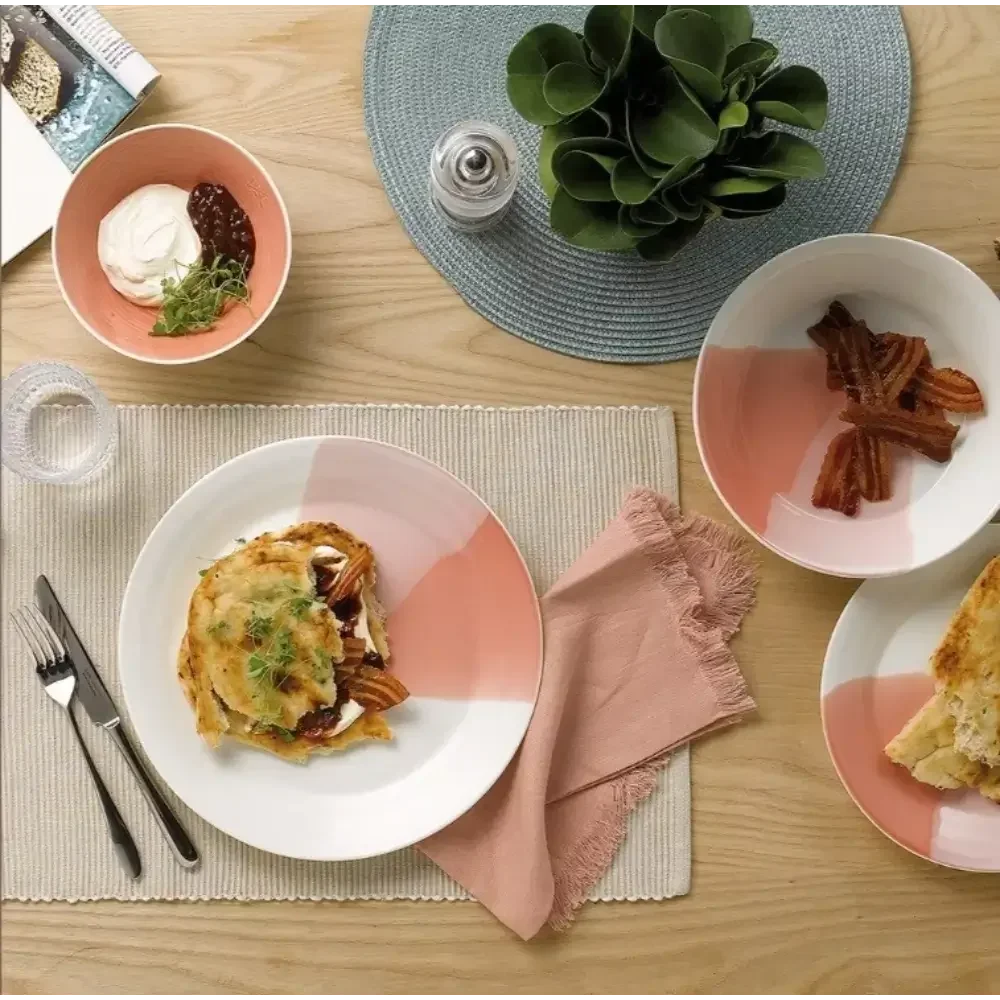 Dining table setting with plates