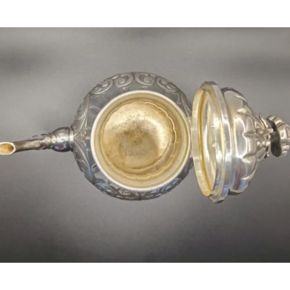 Decorative silver incense burner with open lid