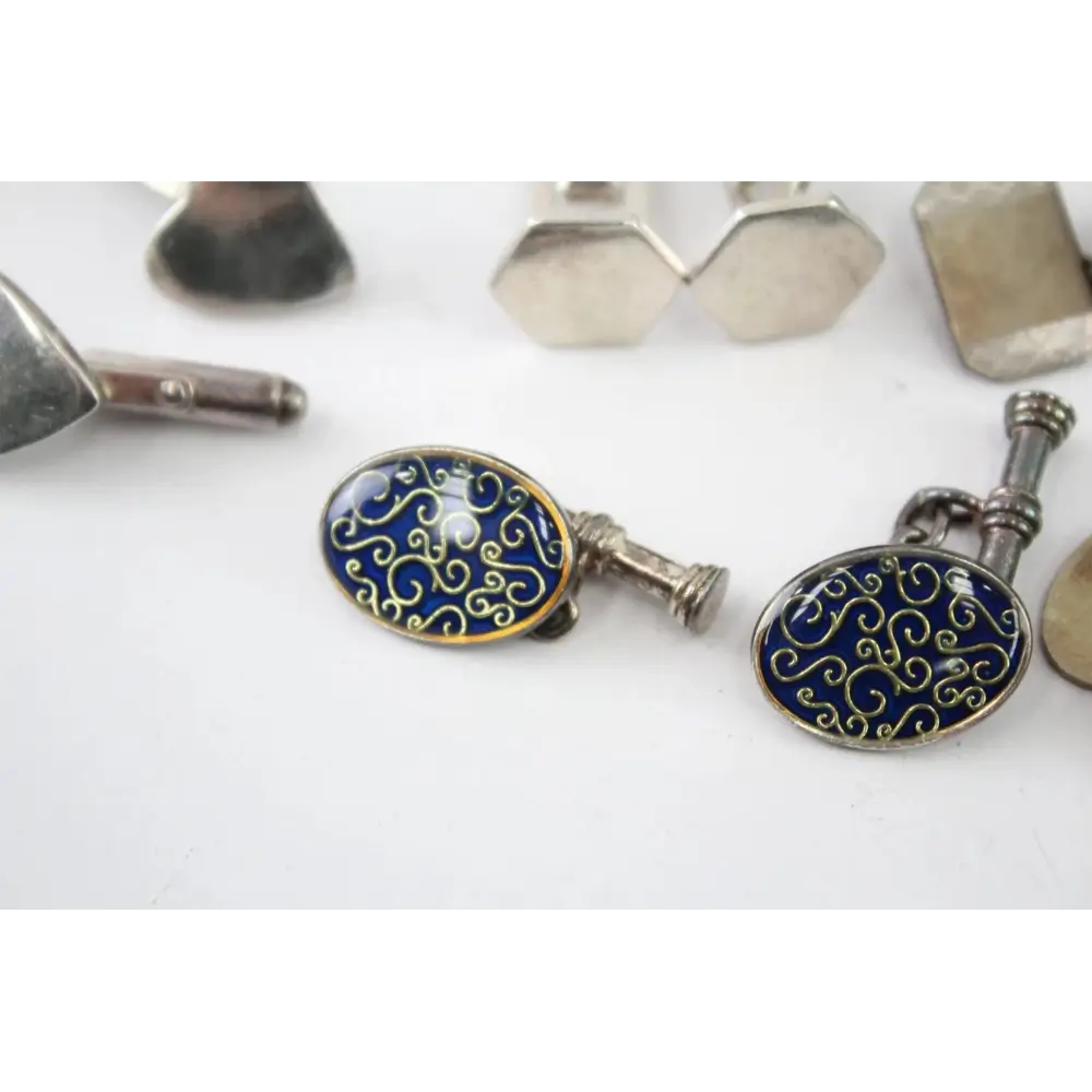 Pair of blue and gold cufflinks
