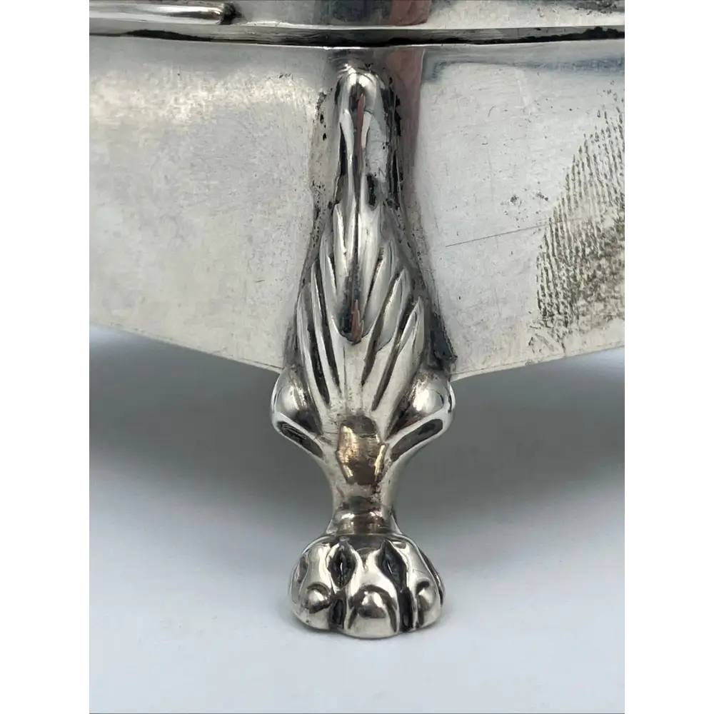 Close-up of Edwardian silver trinket box lid detail