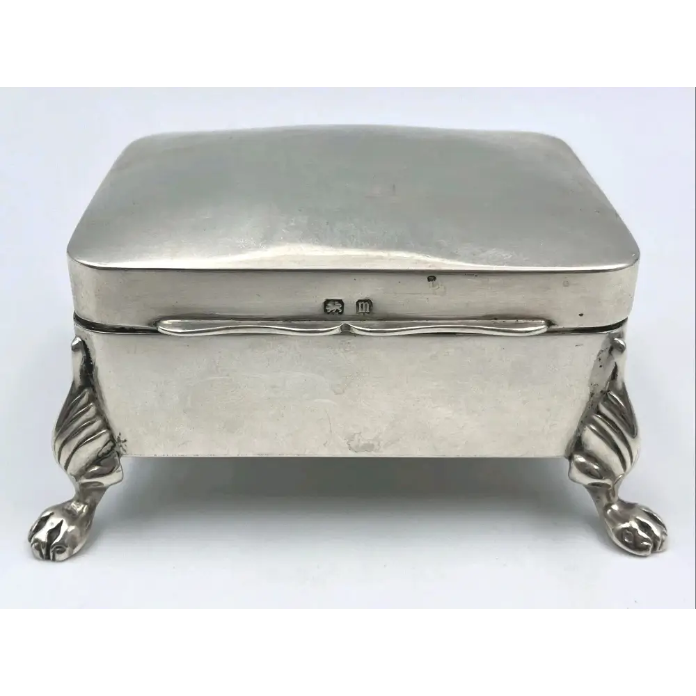 Antique Edwardian silver jewelry box, hallmarked 1911