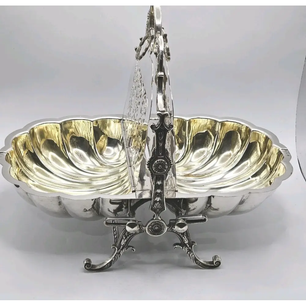 Silver and gold double bowl stand