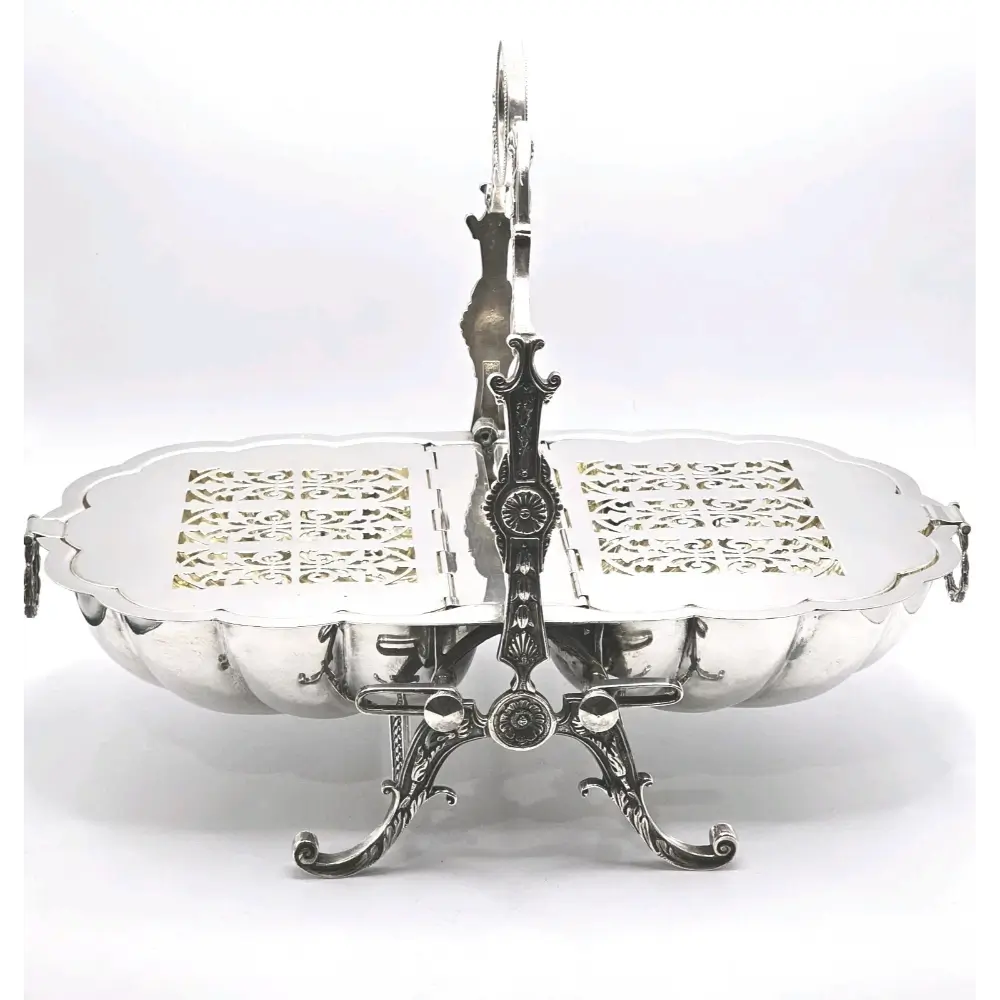 Decorative silver platter with intricate designs