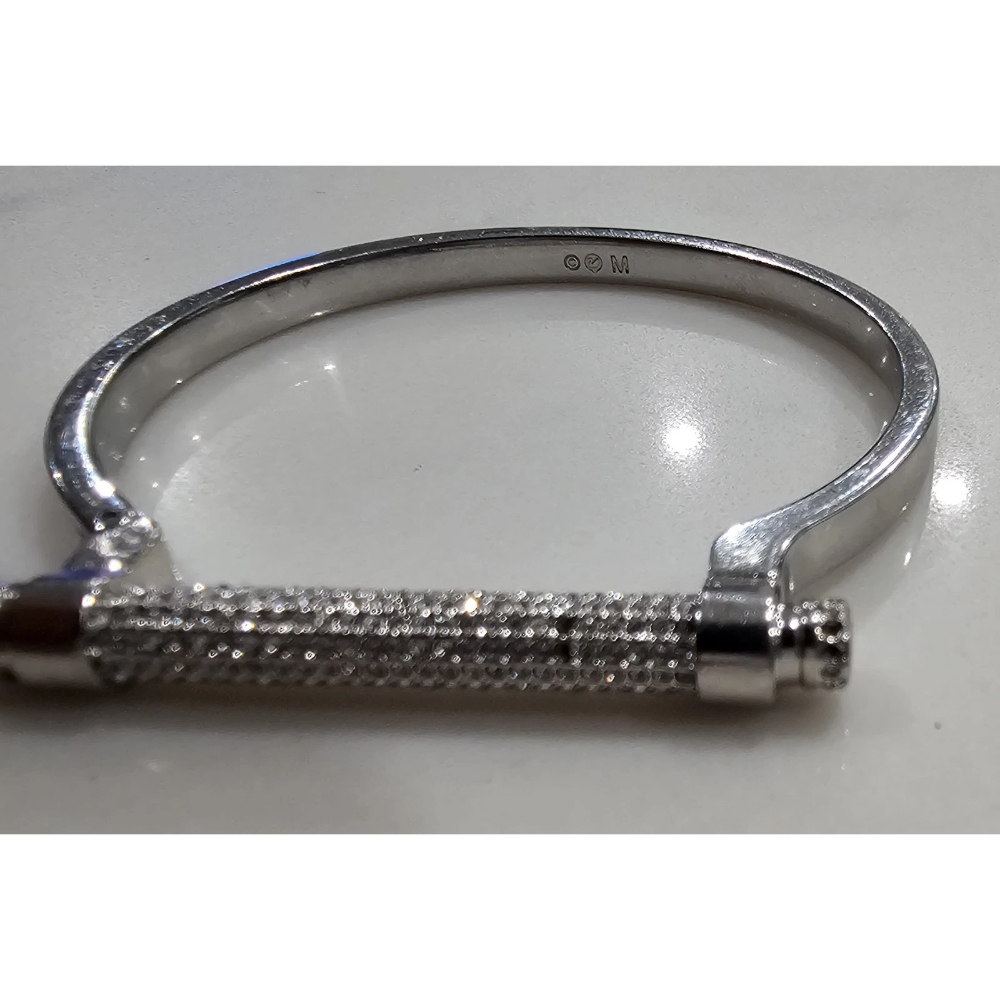 Silver Cuff Bracelet with textured grip
