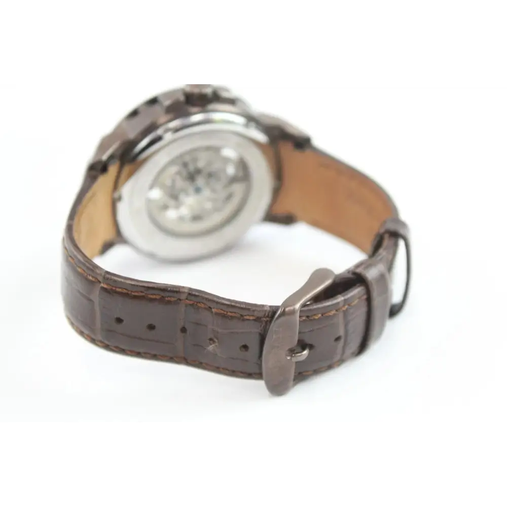 Watch with brown leather strap