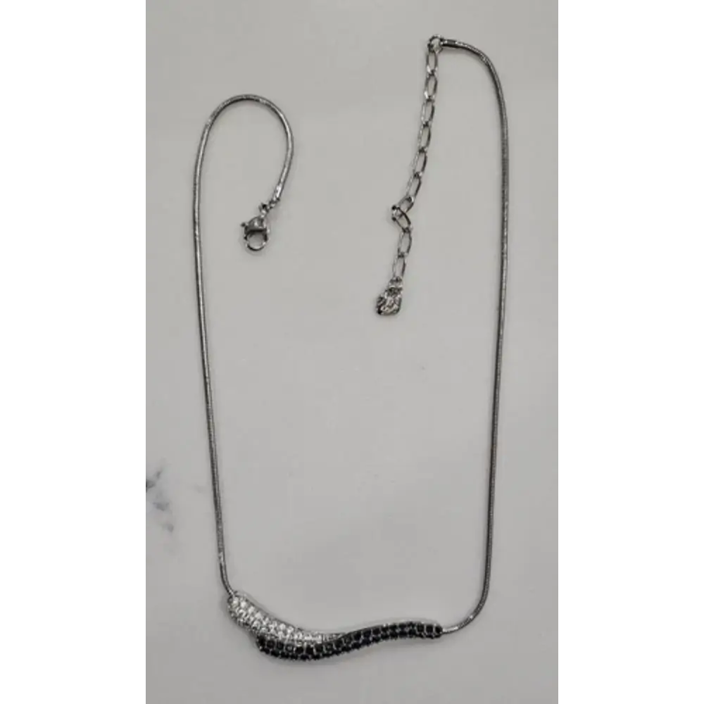 Silver necklace with black stones
