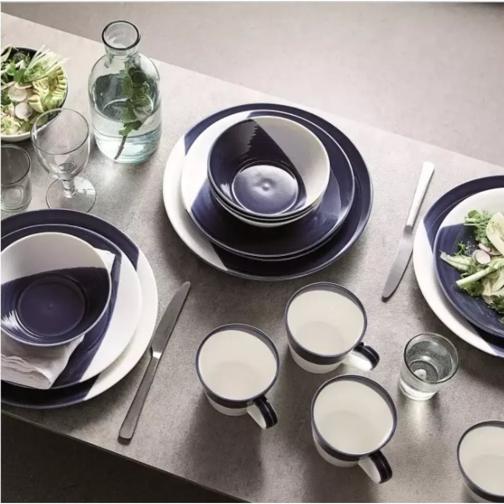 Navy and white dinnerware set