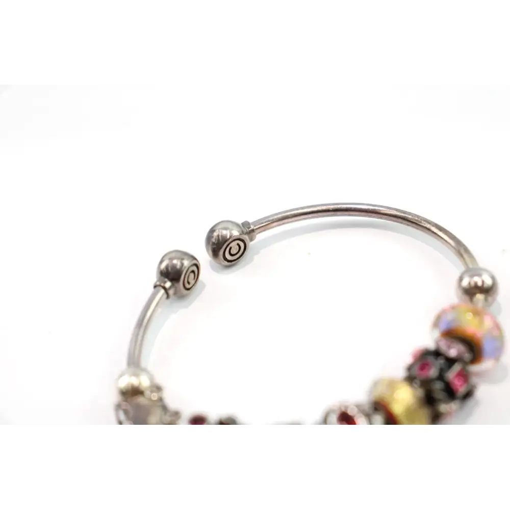 Silver bracelet with colorful beads