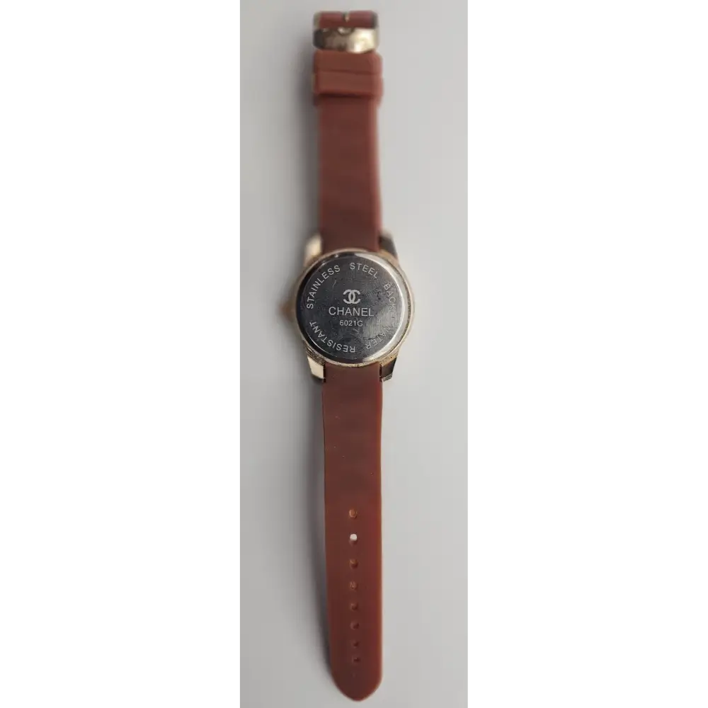 Chanel watch with brown leather strap