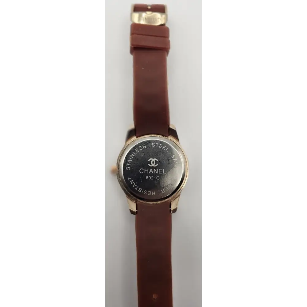 Chanel watch with brown leather strap