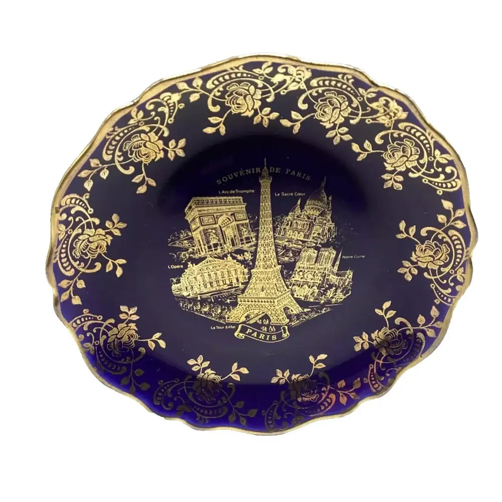 Decorative plate with gold Parisian landmarks design