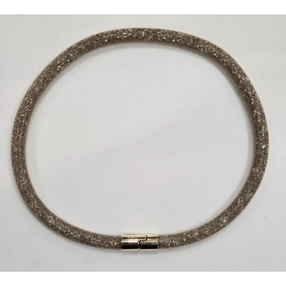 Silver mesh necklace with a gold clasp