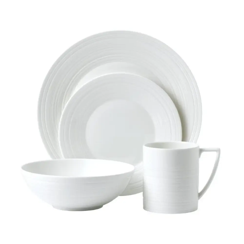 White ceramic dinnerware set