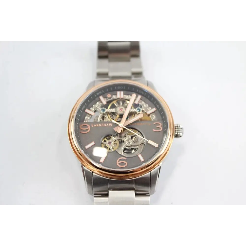 Earnshaw Skeleton Watch on gray background