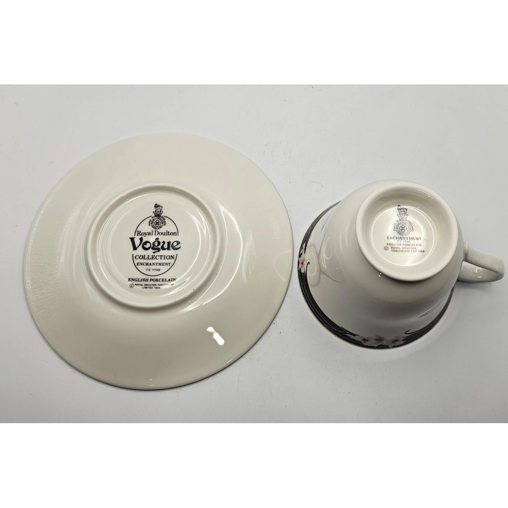 Ceramic cup and saucer with 'Royal Doulton Vogue Collection