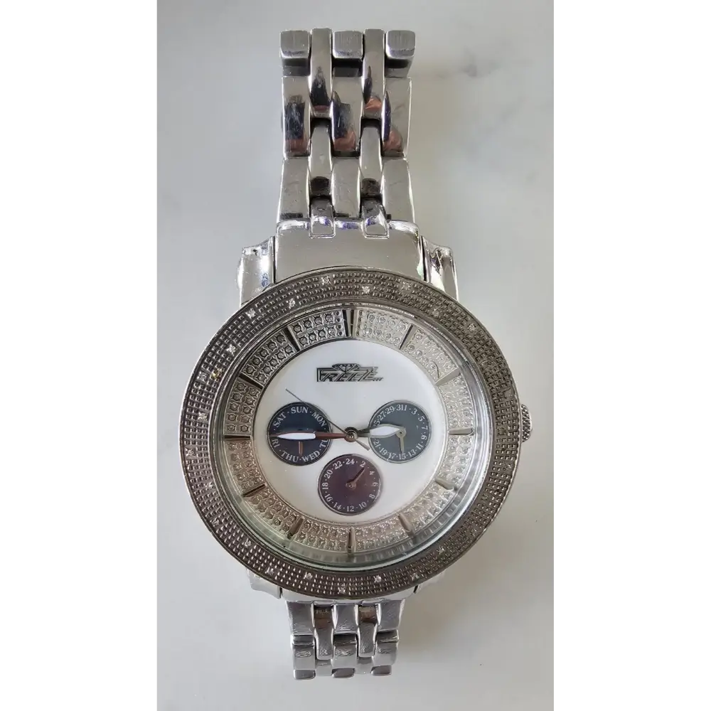Silver watch with a detailed face