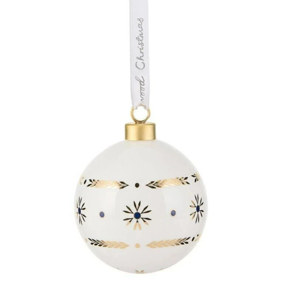 Wedgwood gold Christmas tree ornaments two-piece set