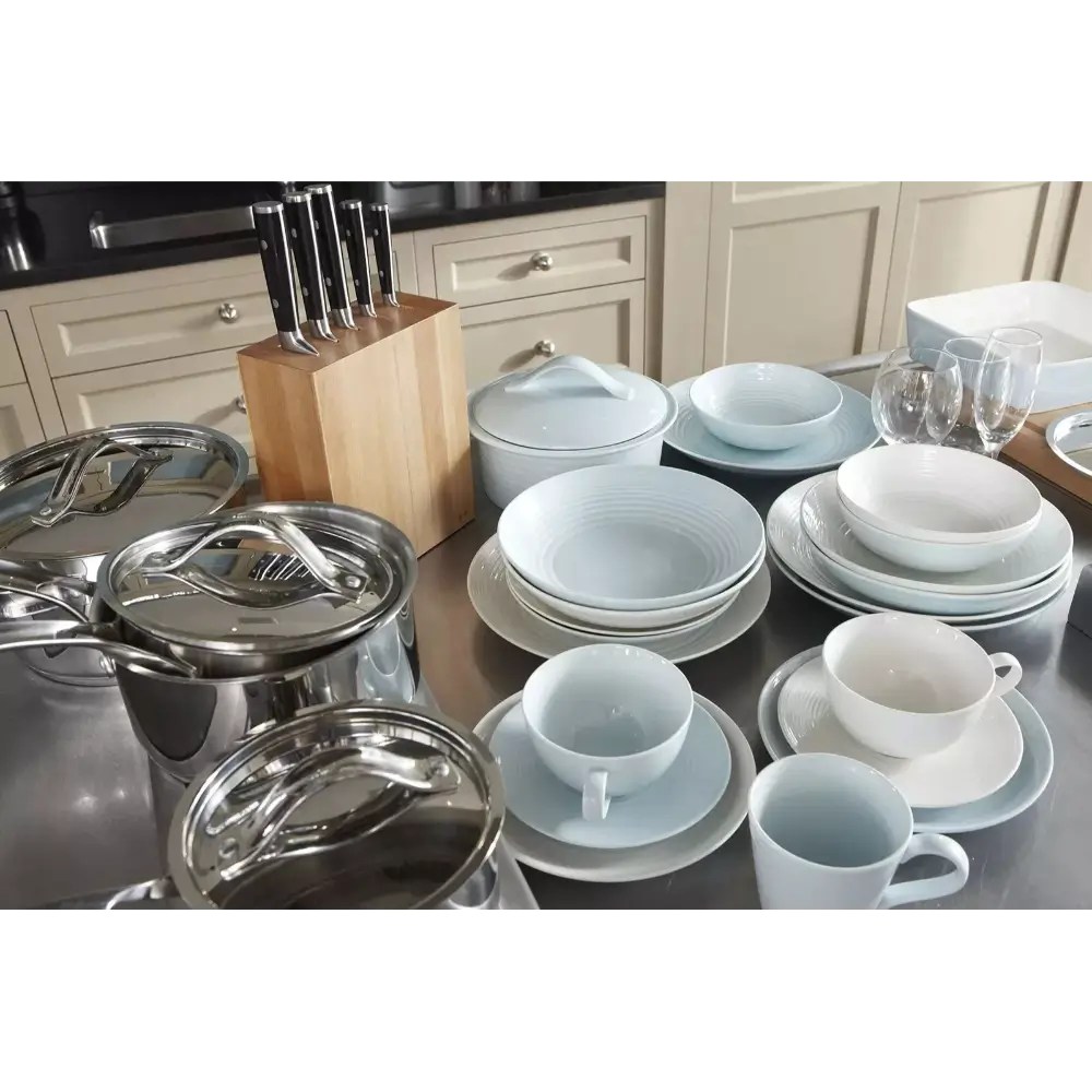 Set of white dinnerware