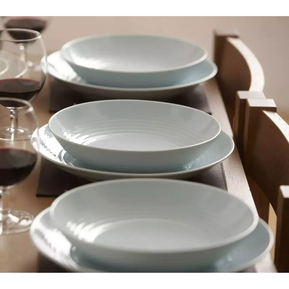 Set of light blue ceramic plates