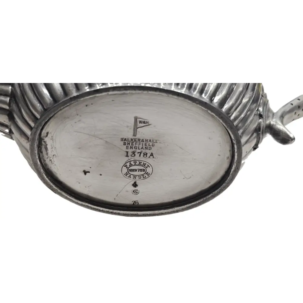 Close-up of a silver object with visible branding