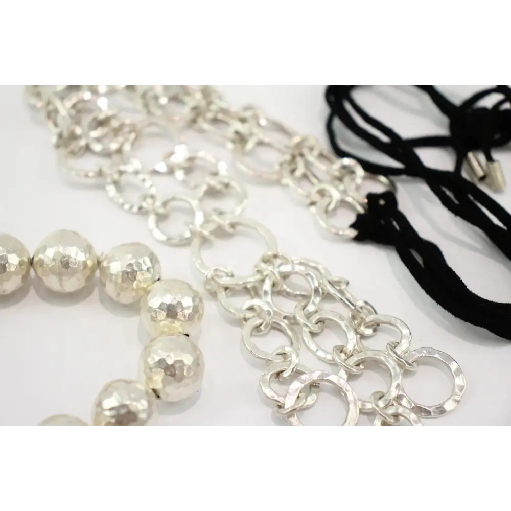 Silver necklace with beads and chain