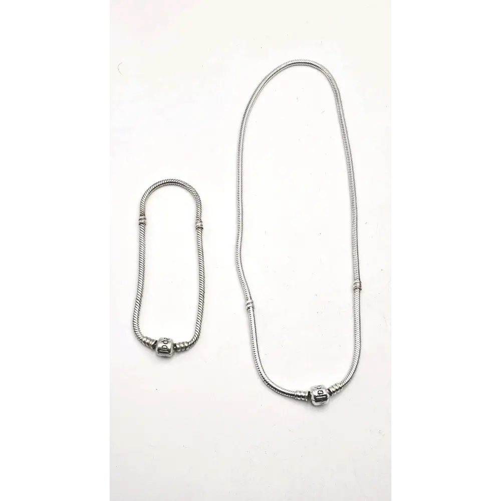 Silver necklace on a white background
