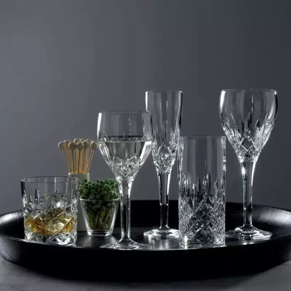 set of glassware including wine glasses