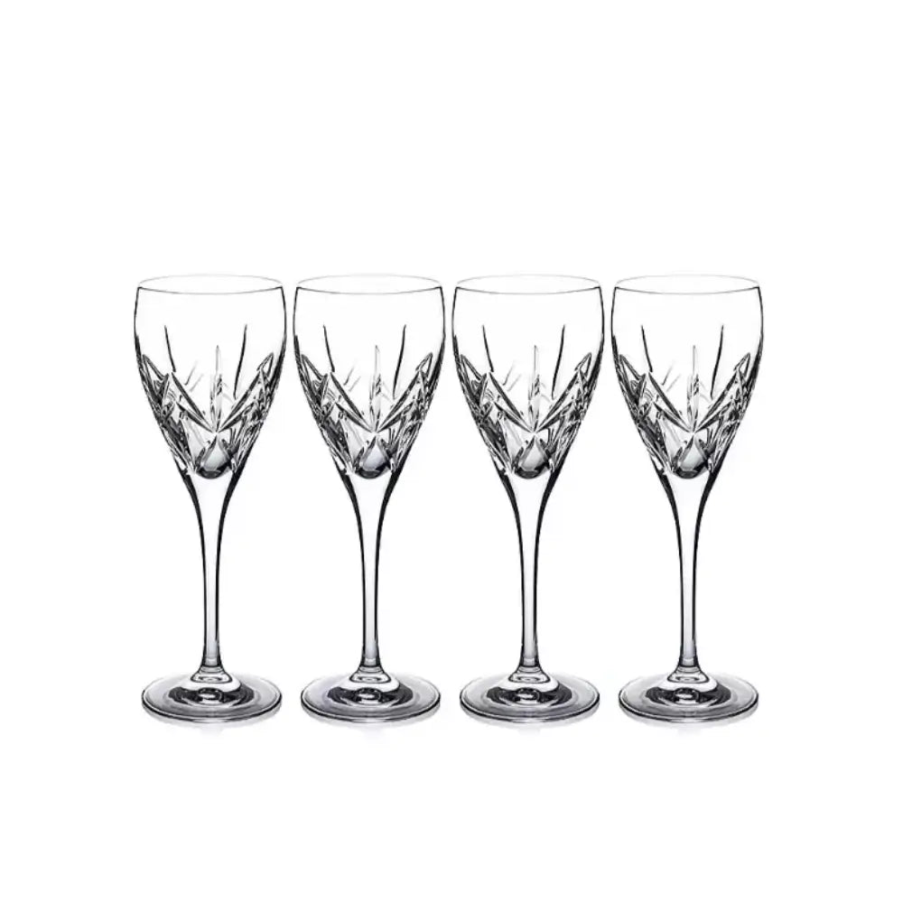 Set of four crystal wine glasses