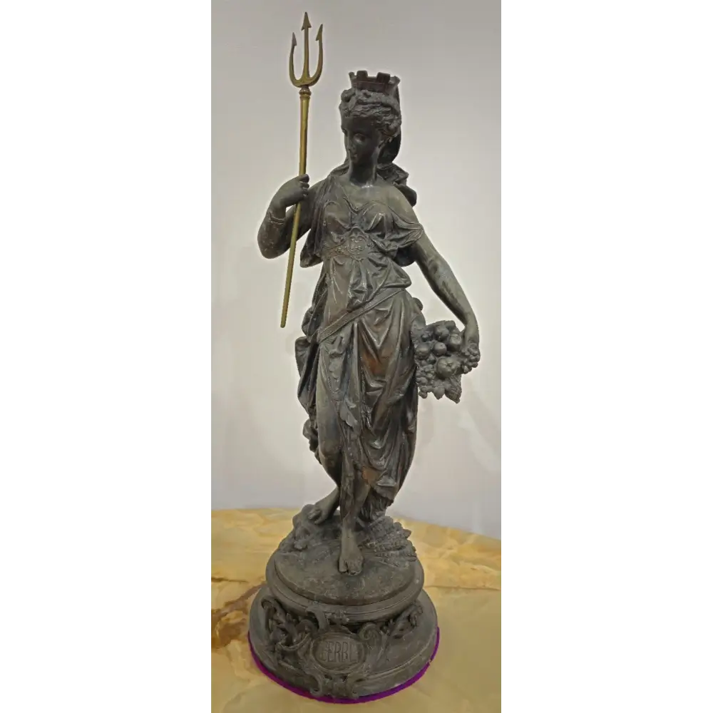 Amphitrite Spelter Statue by Veronese holding trident