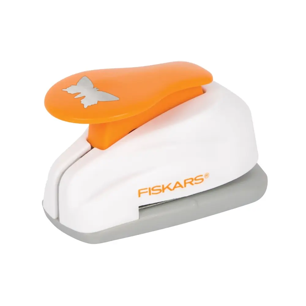 Fiskars paper punch with orange and white design