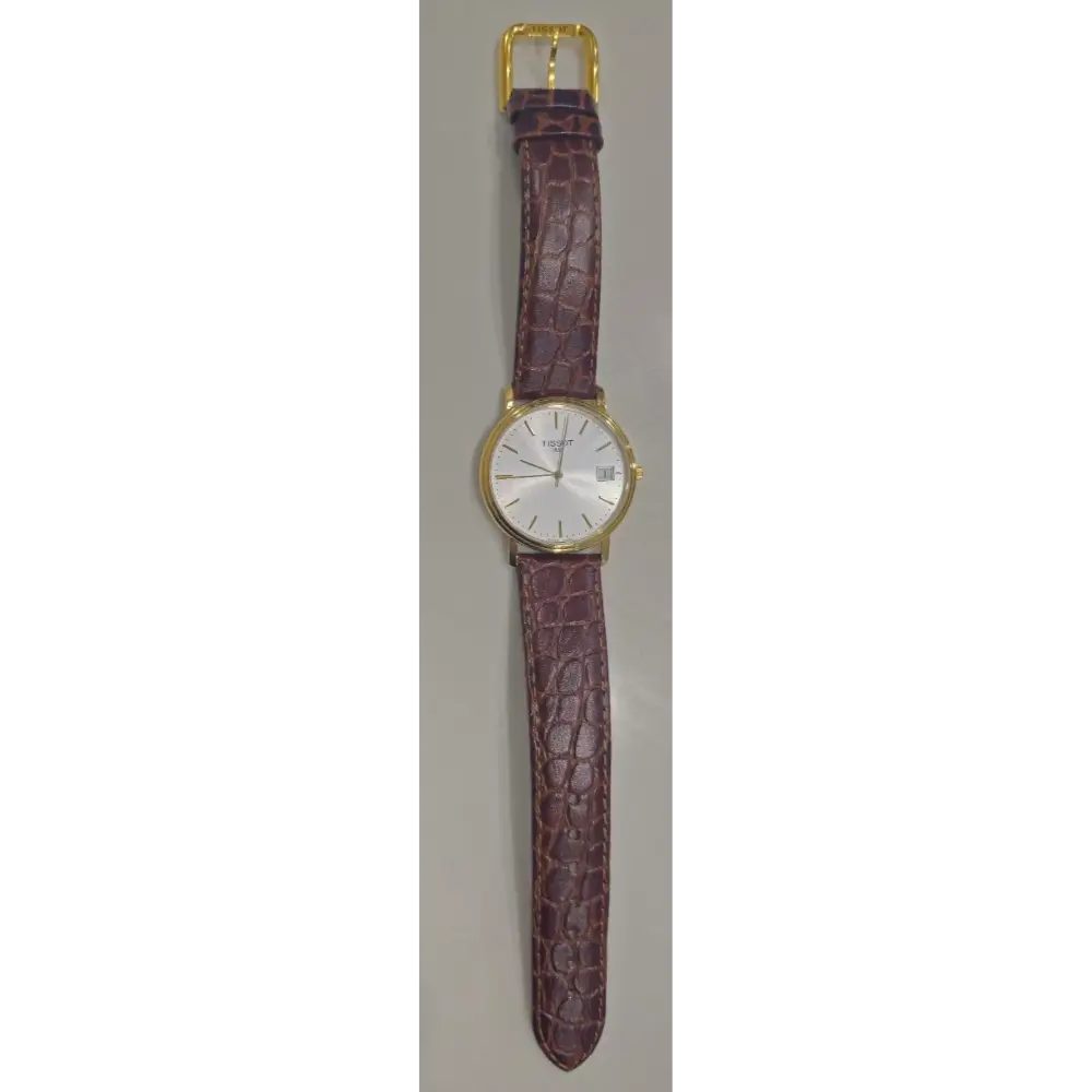 Wristwatch with a brown strap