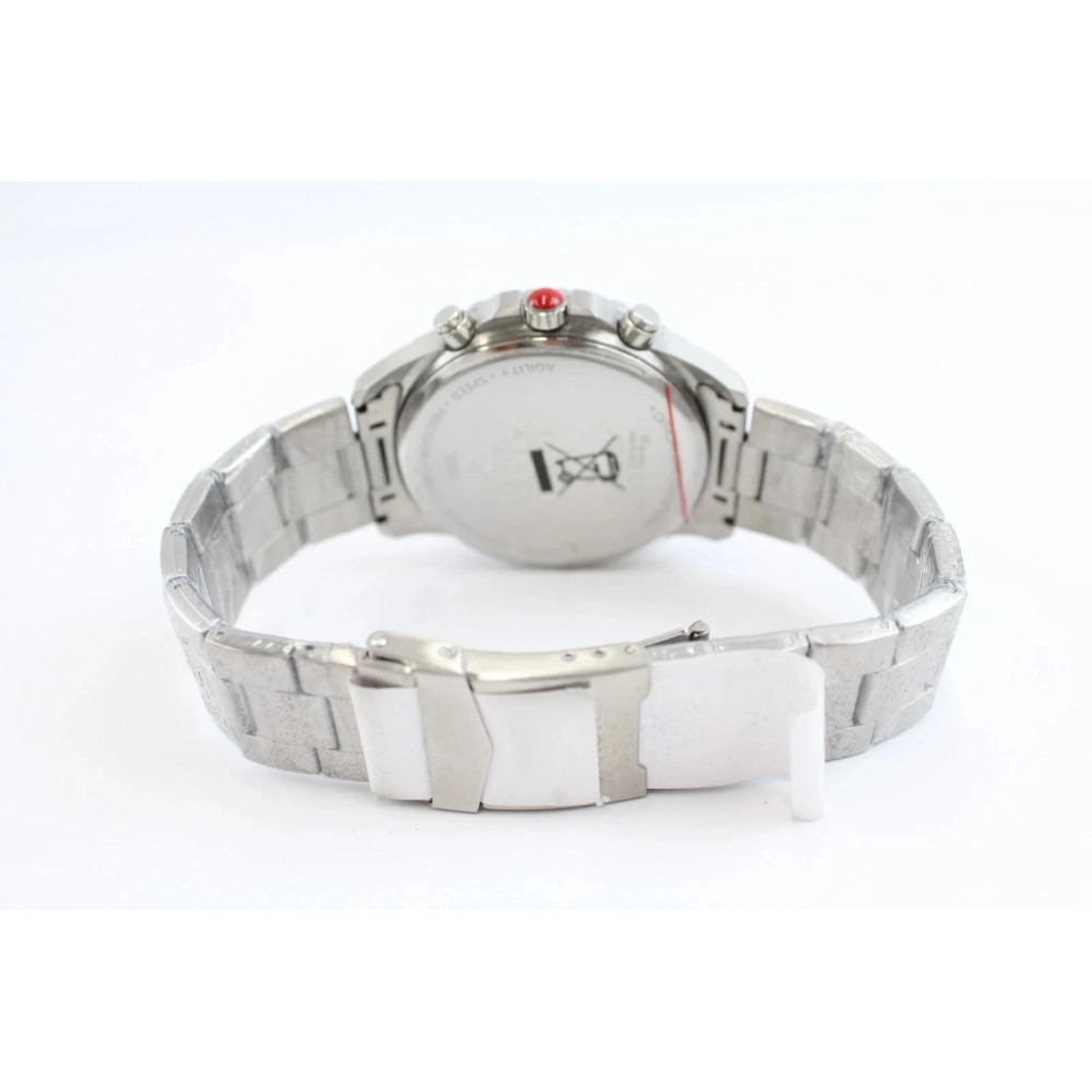 Silver watch on a white cushion