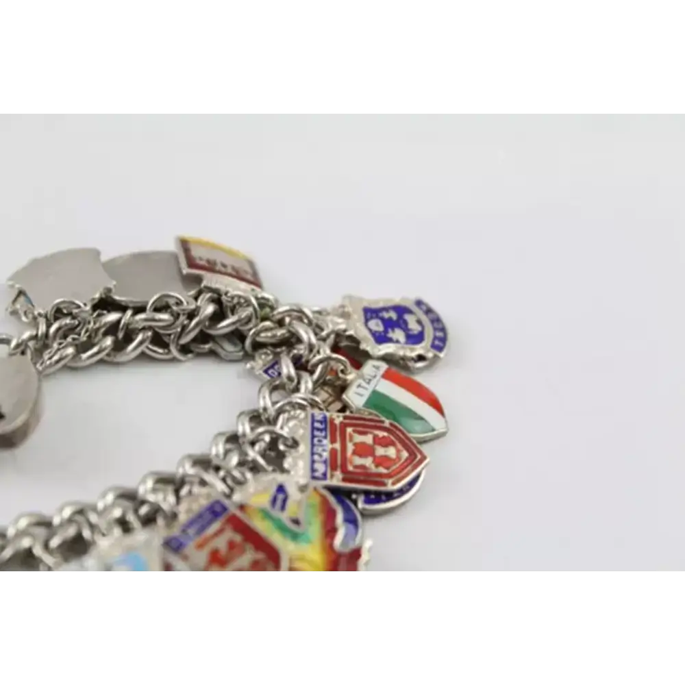 Silver bracelet with colorful charms