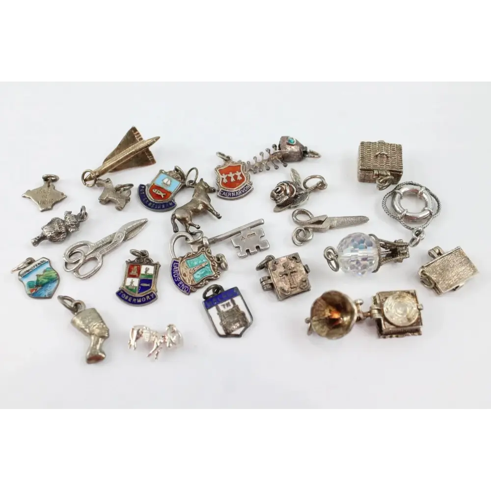 Collection of various silver charms