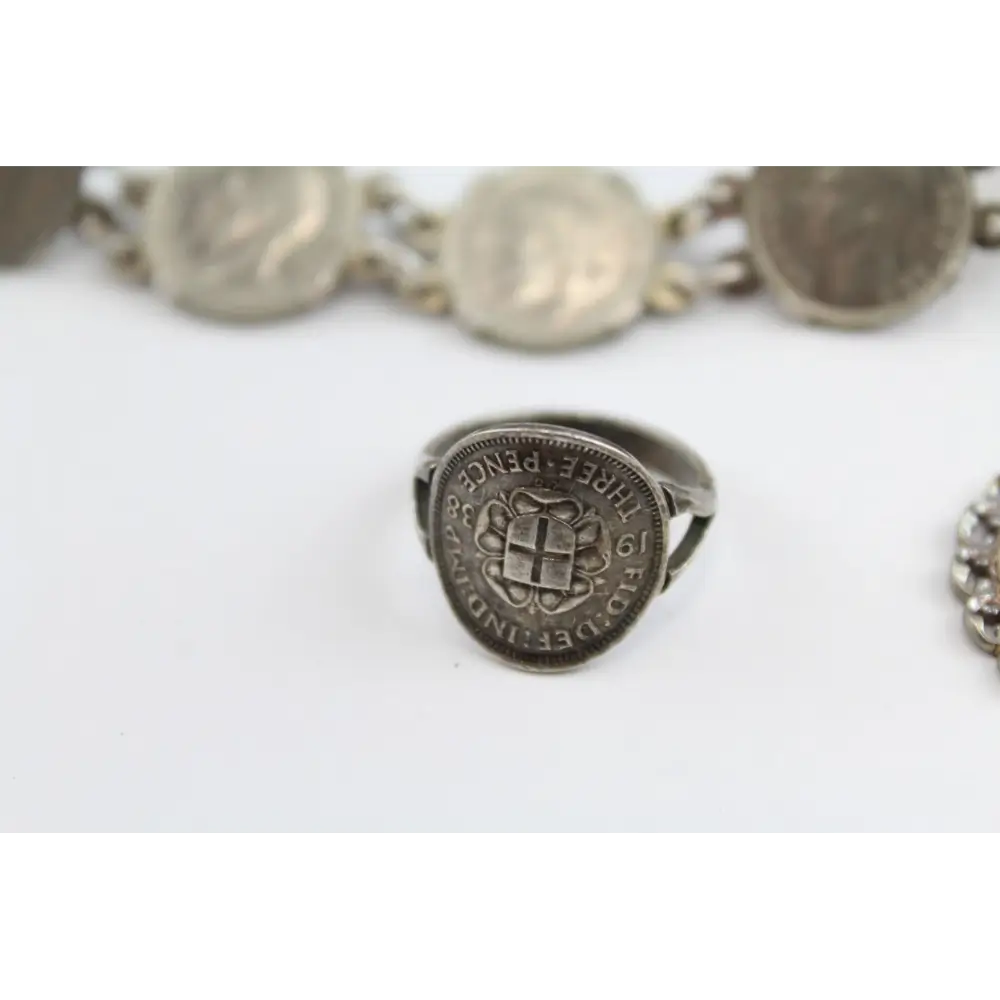 Silver ring with a coin design