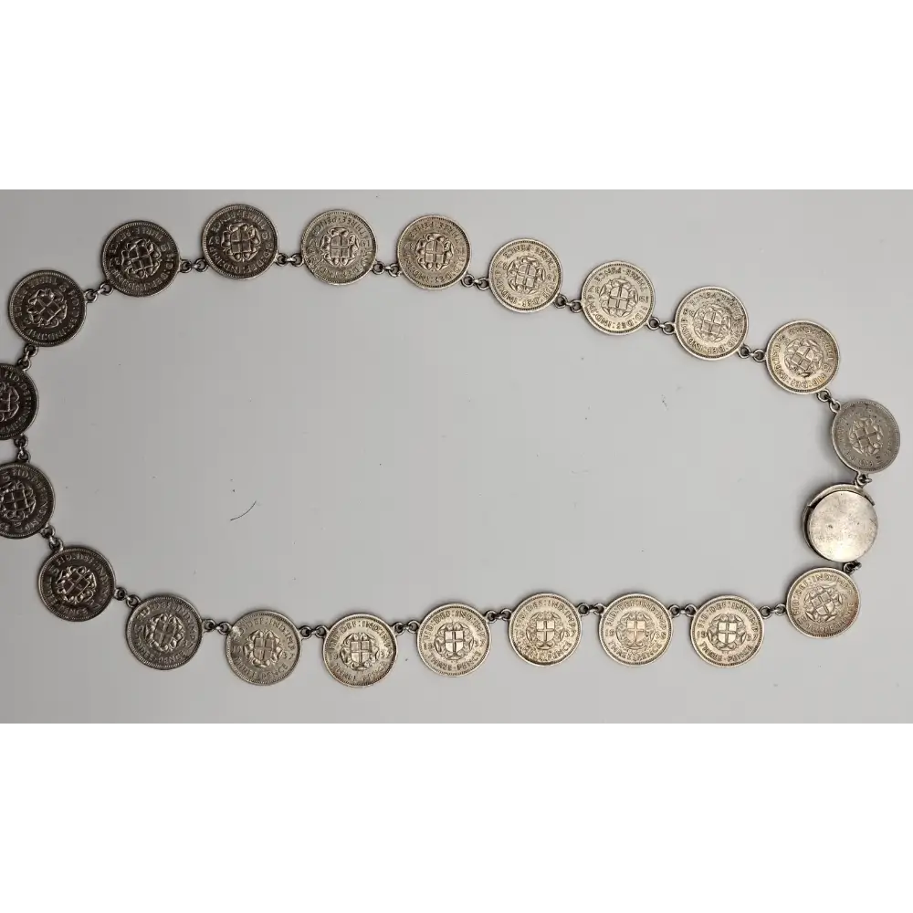 Silver necklace with circular coins