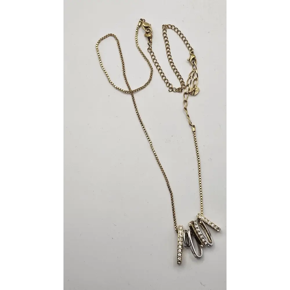Swarovski Gold Tone Multi-Ring Pendant Necklace with Rhinestones