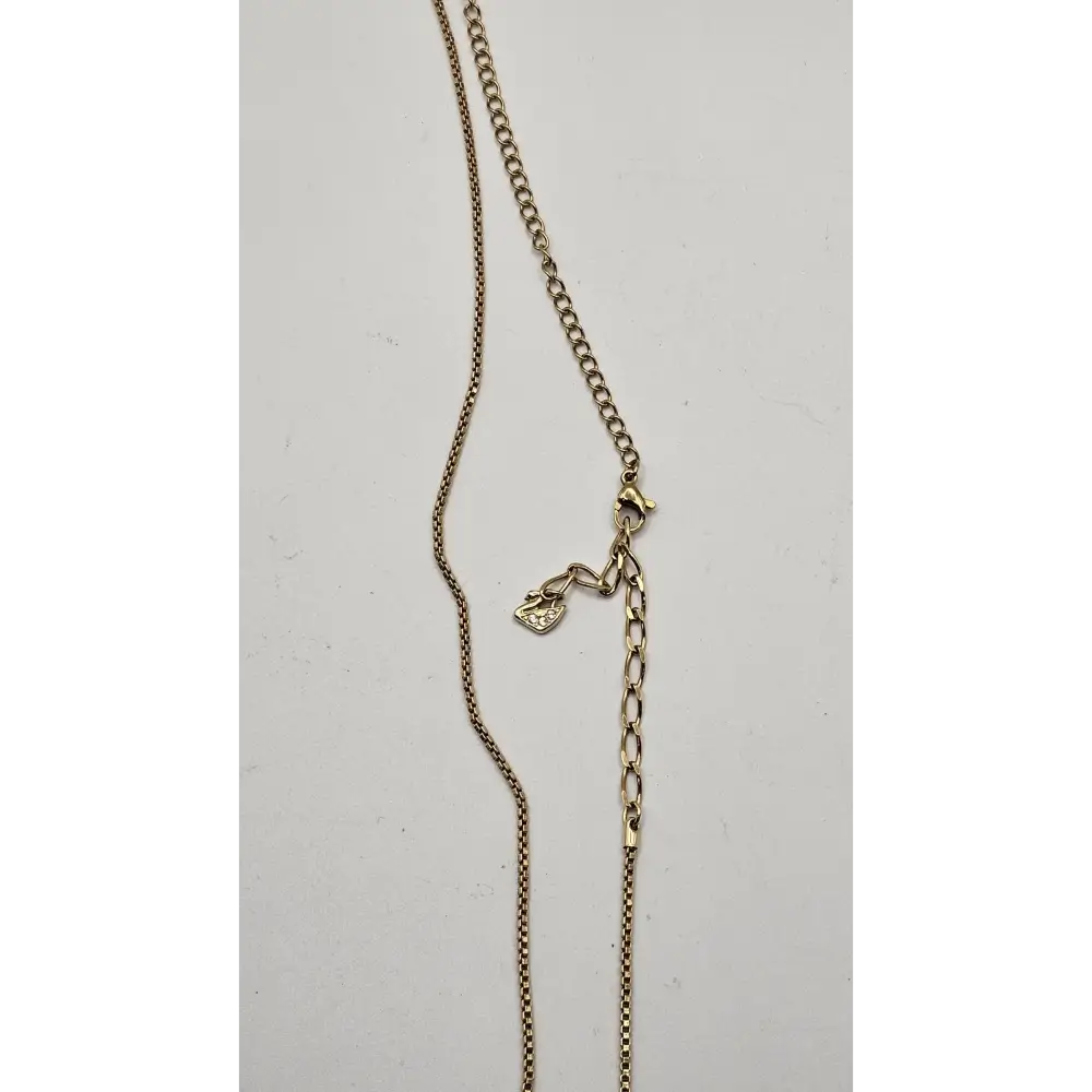 Swarovski Gold Tone Multi-Ring Pendant Necklace with Rhinestones