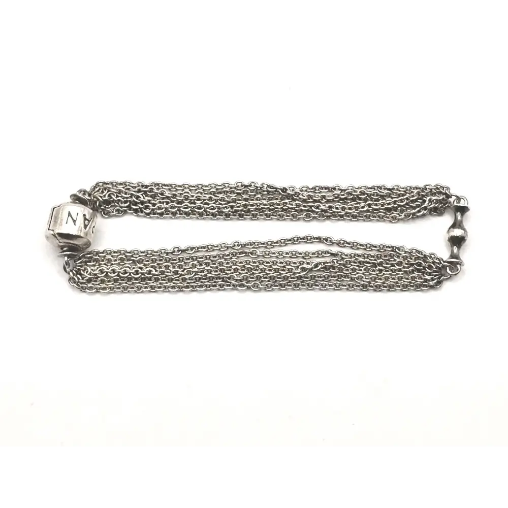 Silver chain necklace on a white background