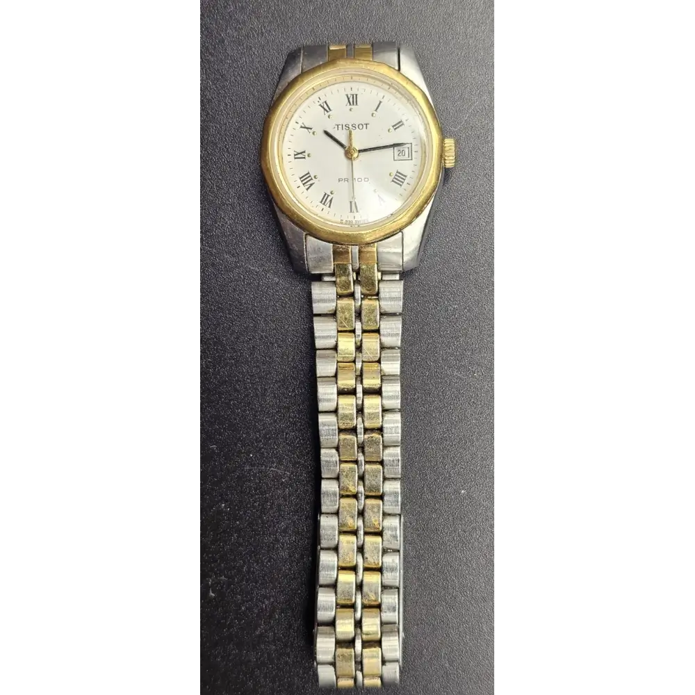 Two-tone watch with silver and gold band