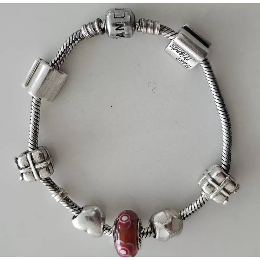 Silver bracelet with various beads