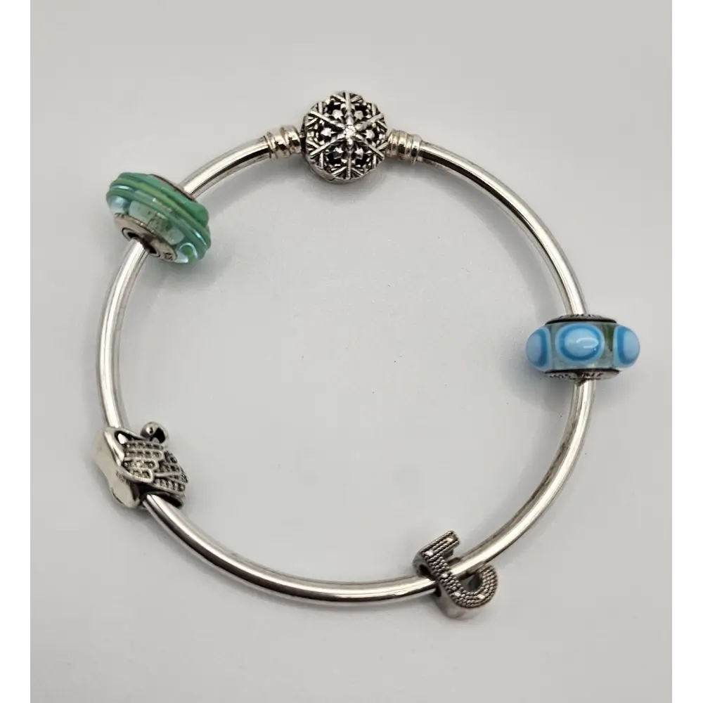 Silver bracelet with colorful beads