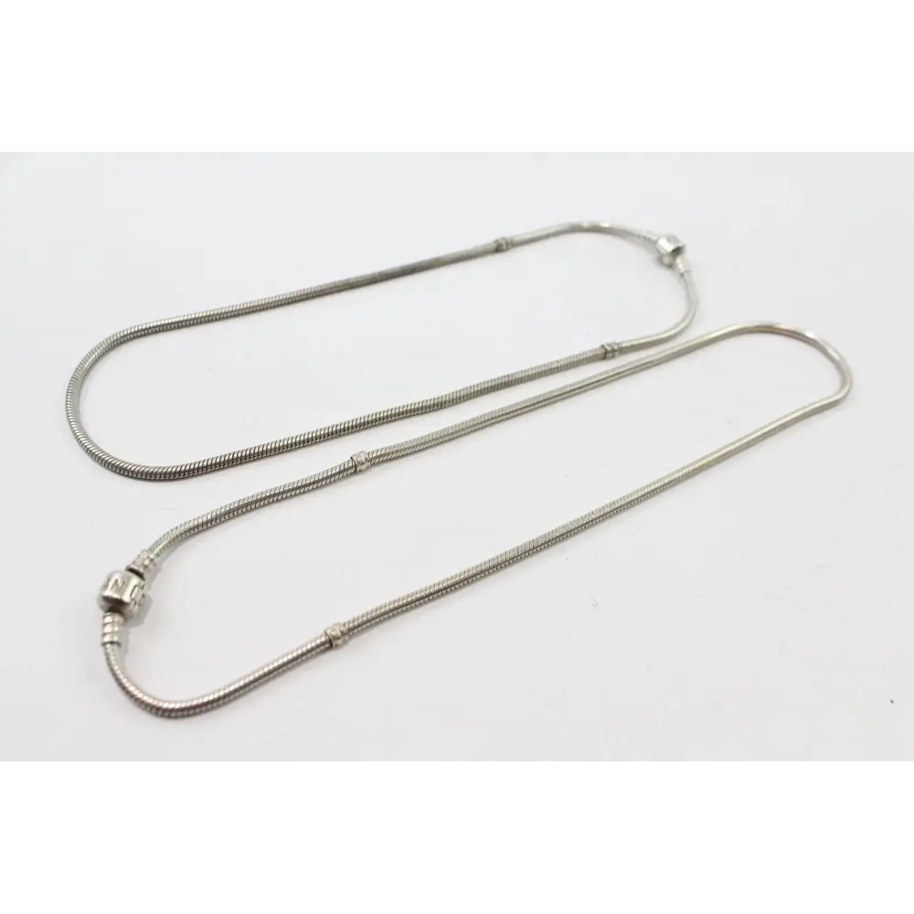 Silver necklace on a white background