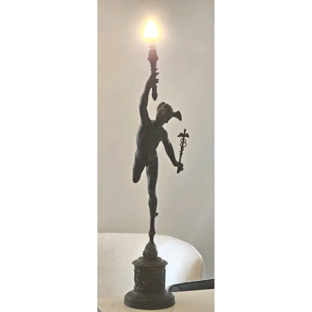 Rare Bronze Mercury Figurine Display Angle