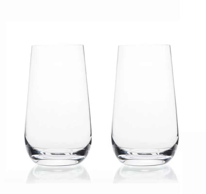 Two clear glass tumblers