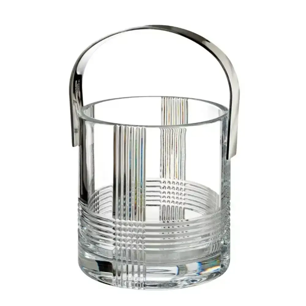 Clear glass ice bucket