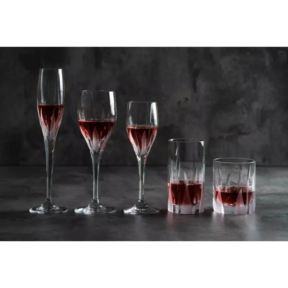 Set of wine glasses with red liquid