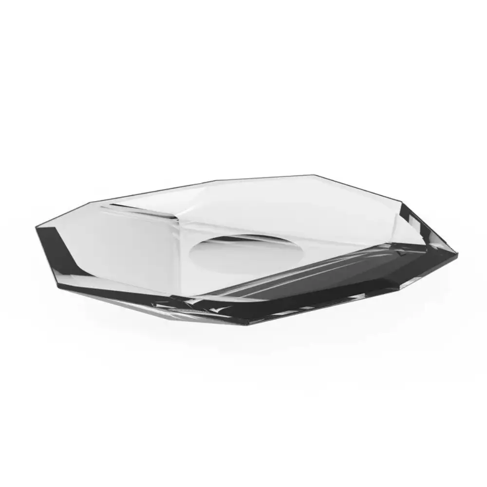 Clear glass tray with geometric design