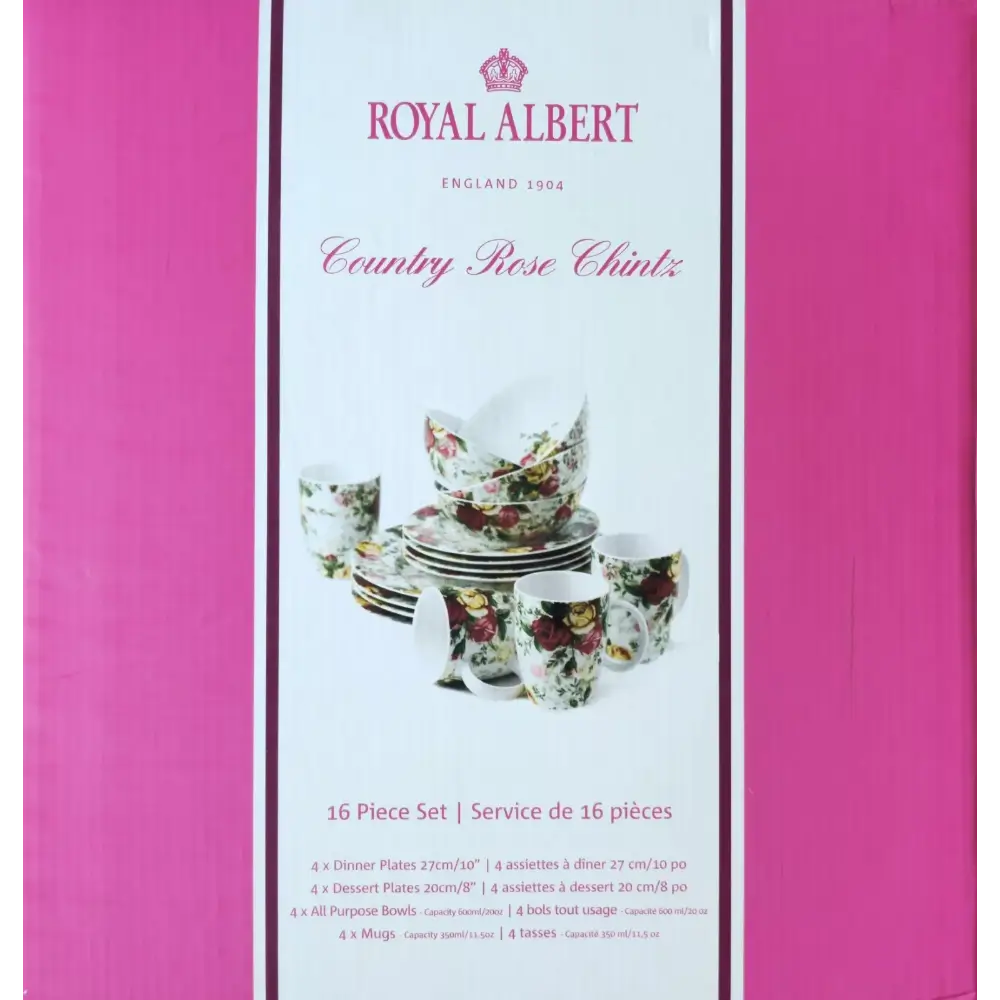 Royal Albert Country Rose Chintz dinnerware set packaging